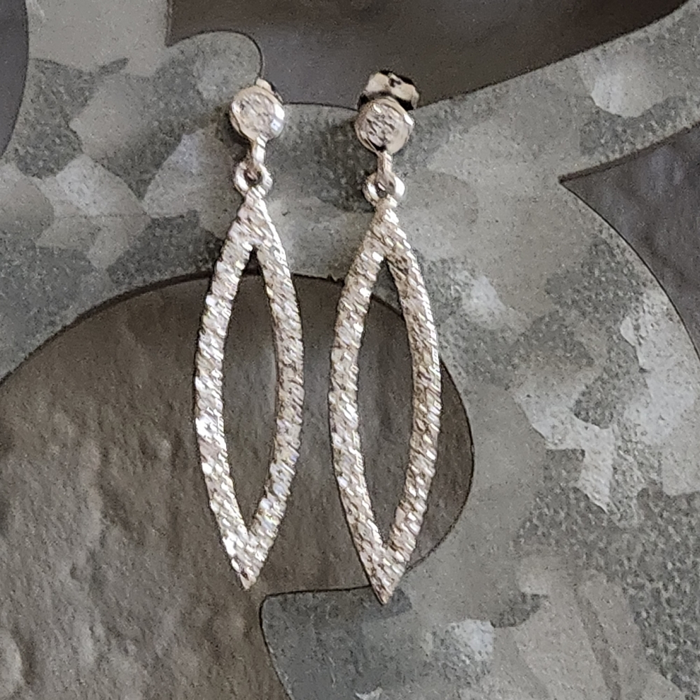 Chapal Zenray NF open marquise dangle earrings with Cubic Zirconia silver plated